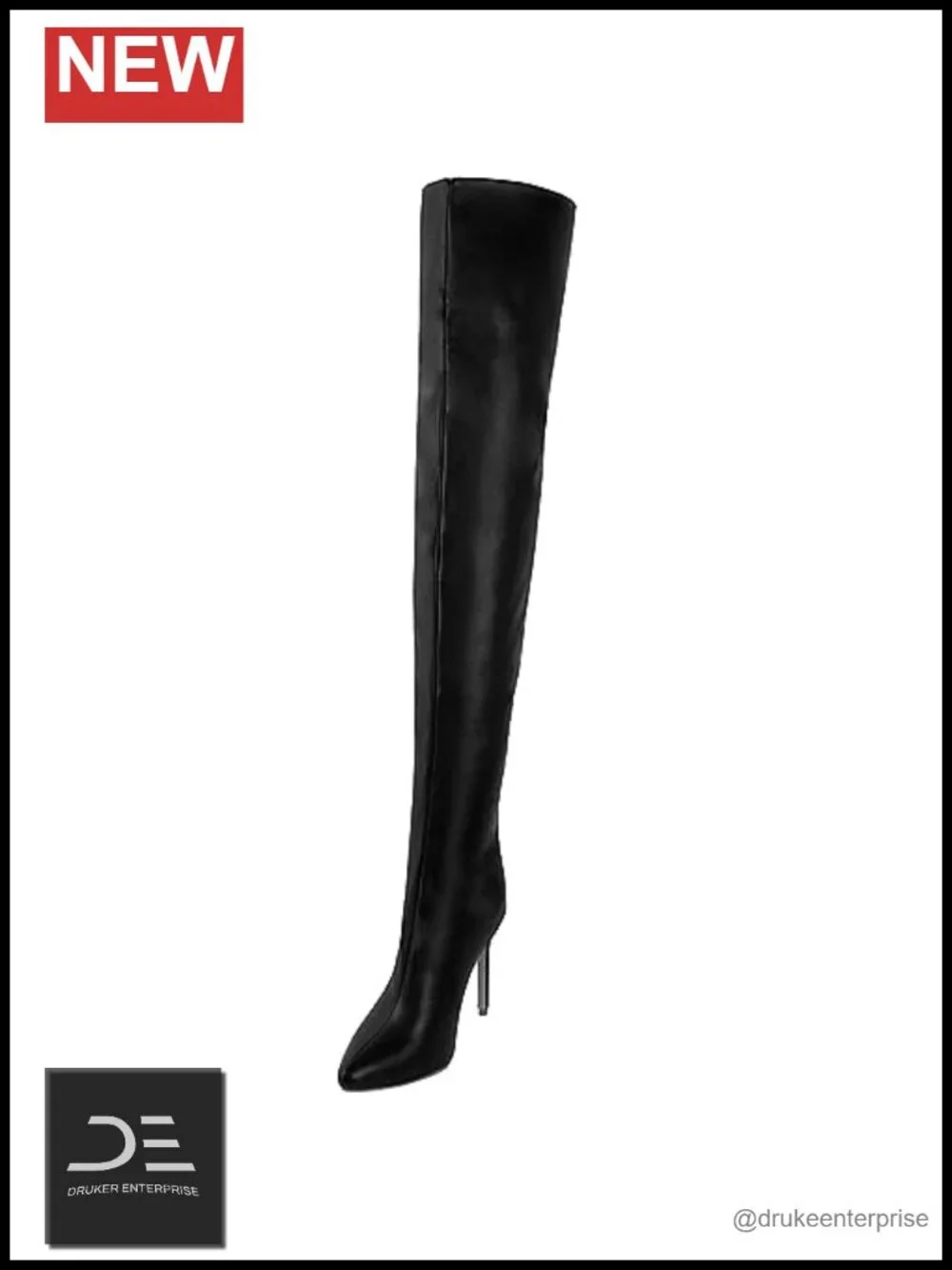 Women's Faux Leather Over the Knee High Boots Pointed Toe Stretchy Knee Length